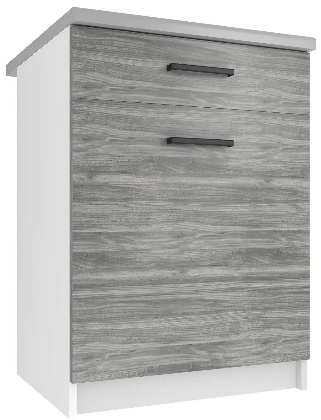Kuchynská skrinka Belini spodná so zásuvkami 60 cm šedý antracit Glamour Wood s pracovnou doskou TOR SDSZ1-60/0/WT/GW/0/B1