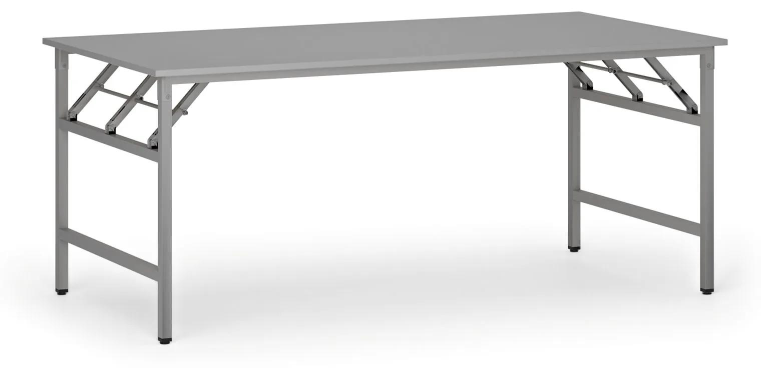 Konferenčný stôl FAST READY so striebornosivou podnožou, 1800 x 900 x 750 mm, sivá