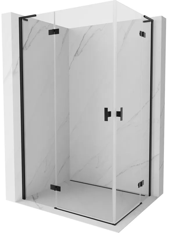 Mexen Mist-H L Duo, 2-krídlový sprchový kút 90 x 75 cm, číre sklo, čierny profil, 8A5L-090L-075P-70-00