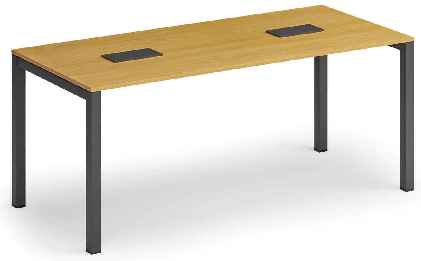 Rokovací stôl PRIMO SQUARE, 180x80 cm, buk + 2x stolová zásuvka TYP II, čierna