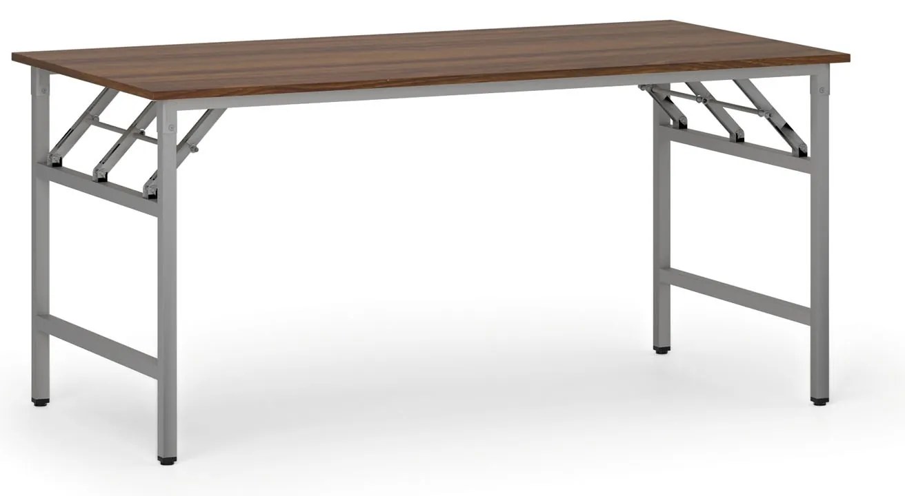 Konferenčný stôl FAST READY, 160x80 cm, sivostrieborná podnož, orech