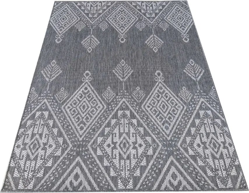 DY Obojstranný sivý koberec s geometrickým vzorom Zara 13 Rozmer: 80x150 cm