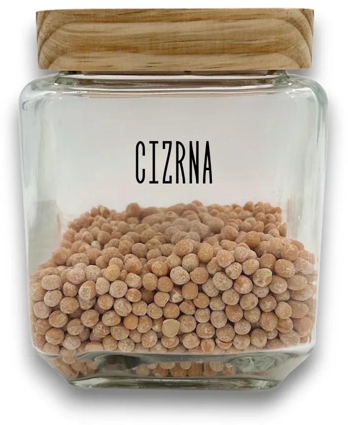 5Five® Sklenená bytelná dóza hranatá s dreveným vekom, 1,25l KWADR