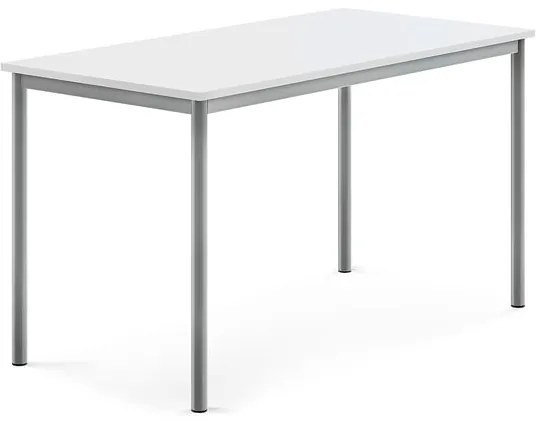 Stôl SONITUS, 1400x700x760 mm, HPL - biela, strieborná