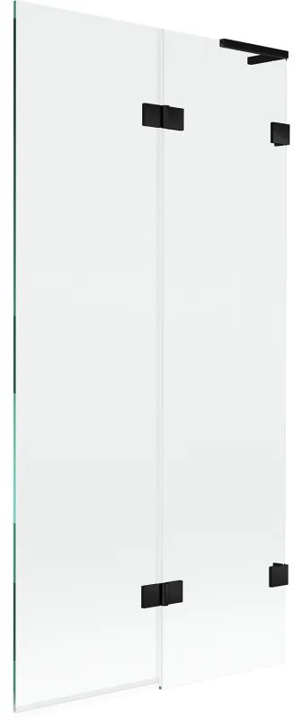 Mexen Lunar L, 2-krídlová vaňová zástena pravá 90 x 150 cm, číre sklo, čierna matná, 897L-090-100-70-00-P