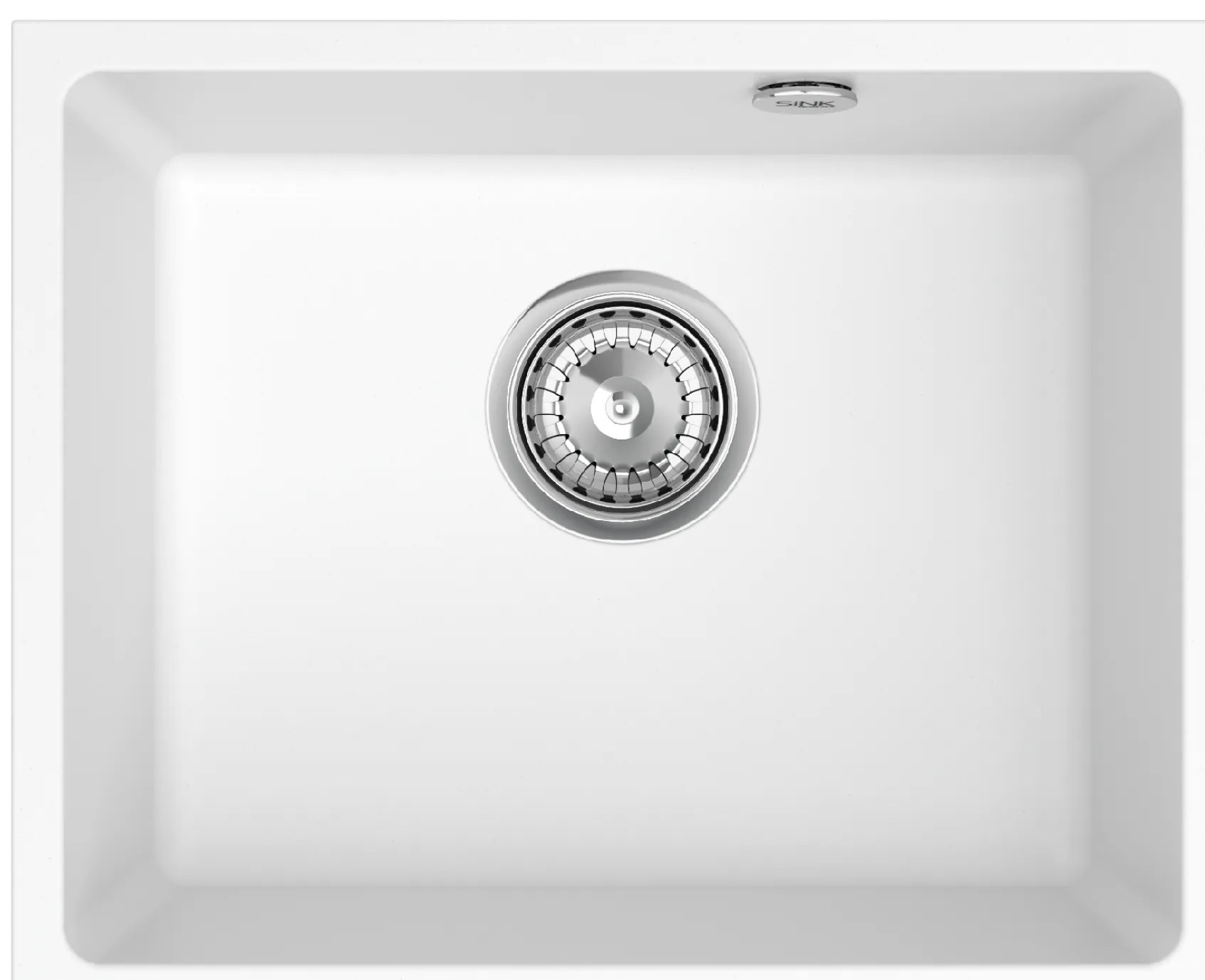 Sink Quality Crypton 55, kuchynský granitový drez 460x375x205 mm + chrómový sifón, biela, SKQ-CRY.W.1KBO.55.X