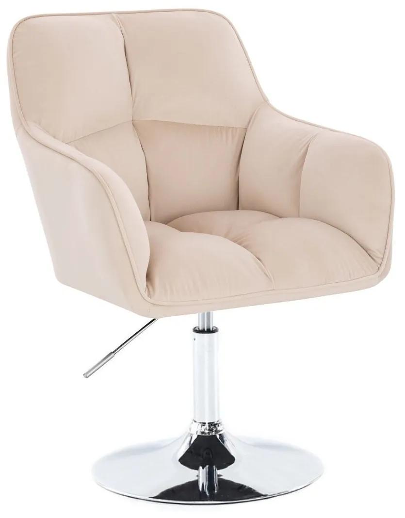 LuxuryForm DESIGN Kreslo AMALFI VELUR na striebornom tanieri - krémové