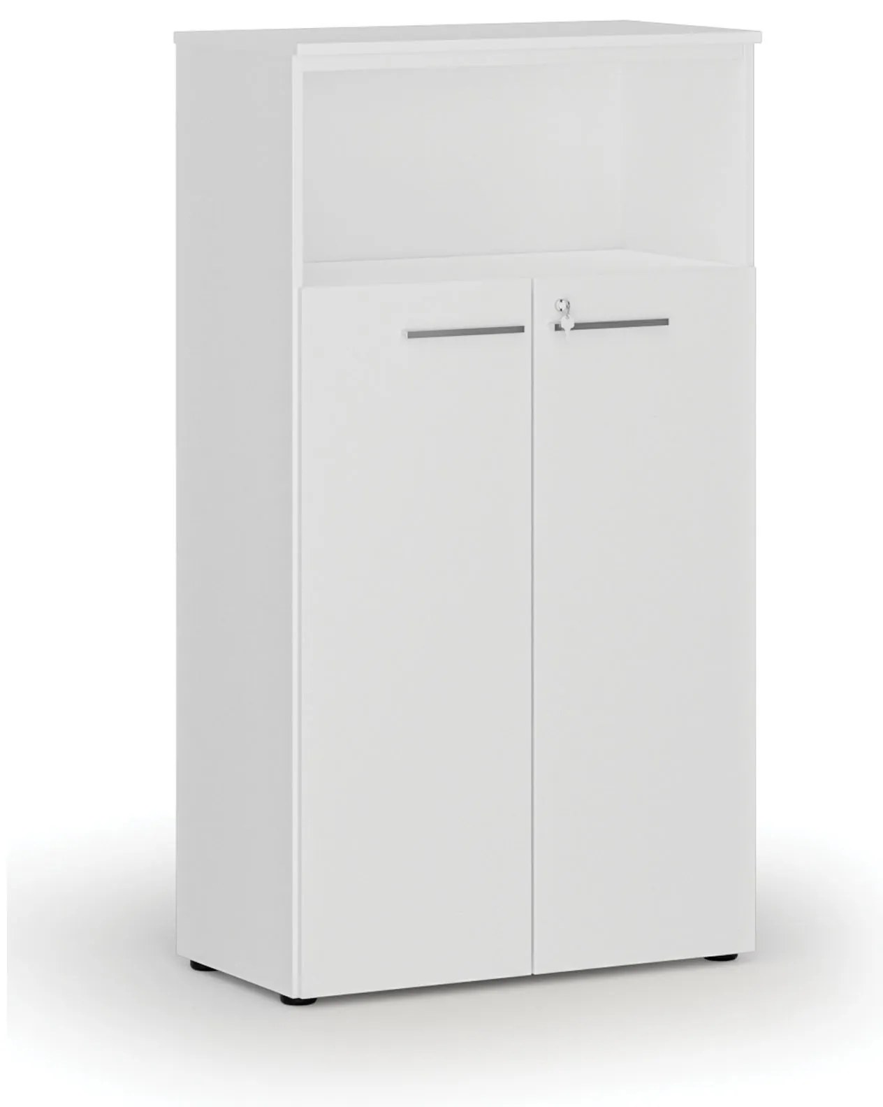Kombinovaná kancelárska skriňa PRIMO WHITE, dvere na 3 poschodia, 800 x 420 x 1434 mm, biela