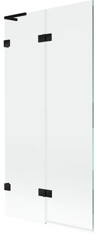 Mexen Lunar L, 2-krídlová vaňová zástena ľavá 90 x 150 cm, číre sklo, čierna matná, 897L-090-100-70-00-L