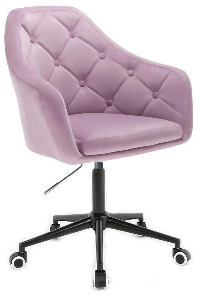 LuxuryForm DESIGN Kreslo ANDORA VELUR na čiernej podstave s kolieskami - levanduľa