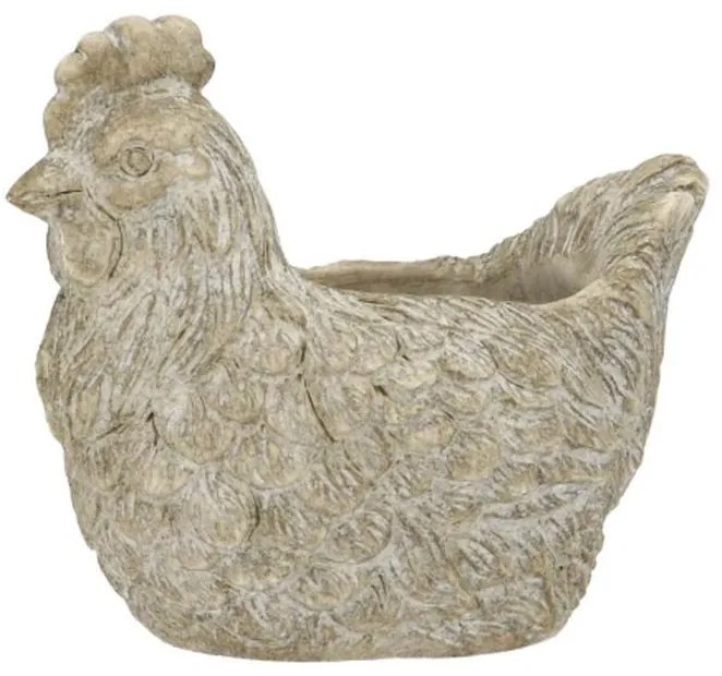 Šedá antik cementová dekorácia sliepky - 19*12*14 cm