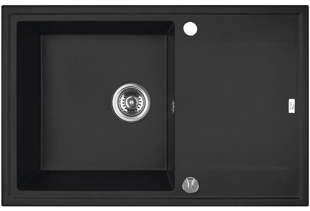 Laveo Megalo, 1-komorový granitový drez 780x500x185 mm, čierna, LAV-SBE_711B