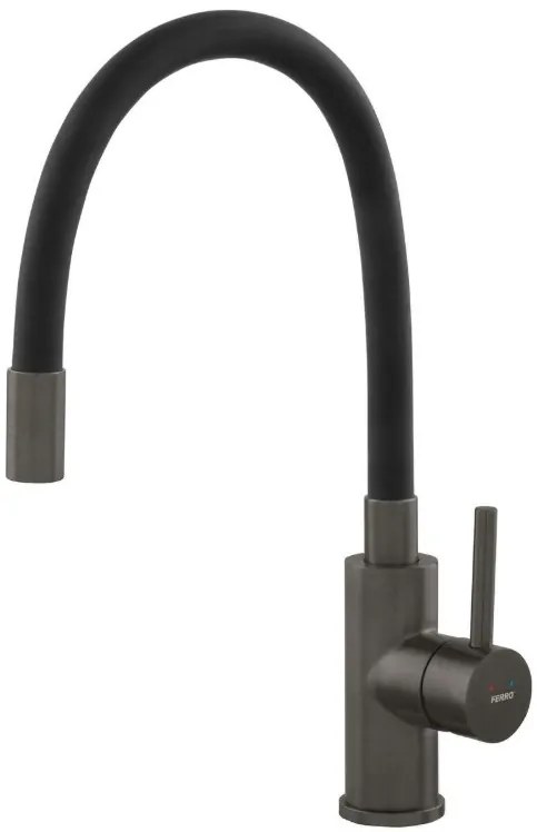 Ferro Zumba, drezová stojánková batéria s elastickým ramenom, čierna-grafitová, BZA4BSSGM