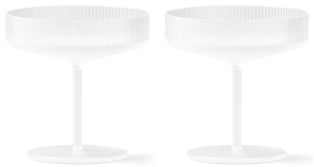 Ferm Living Poháre na šampanské Ripple Frosted 150 ml – set 2 ks