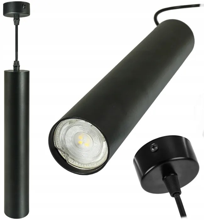 ECOLIGHT GU10 čierne LED rúrkové závesné svietidlo