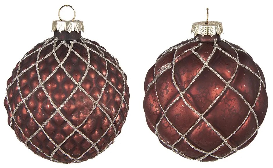 Sada 2ks červená sklenená ozdoba gule - Ø8*8 cm