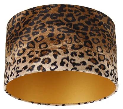 Zamatový tienidlo lampy leopardia potlač 35/35/20 zlatý interiér