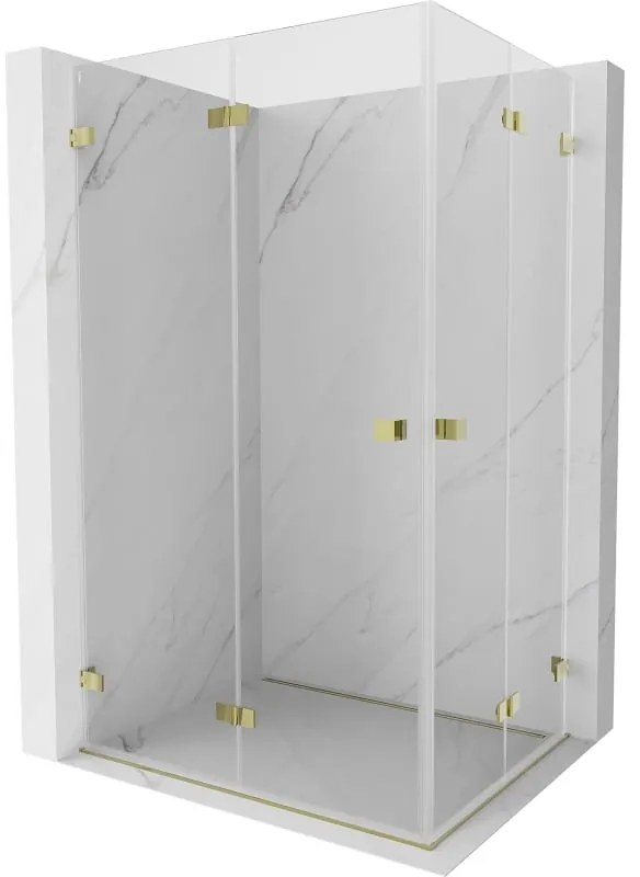 Mexen Lunar-F Duo, skladací sprchový kút 95 x 75 cm, 6mm číre sklo, zlatý profil, 836-095L-075P-50-00