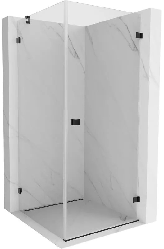 Mexen Lunar-B pravostranný výklopný sprchový kút 80 x 80 cm, číre sklo, čierna matná, 832-080-080-70-00-P
