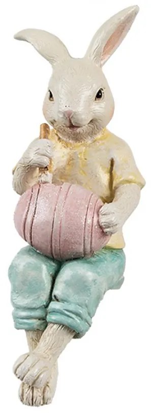 Dekorácia sediaci zajačik maľujúce vajíčko - 7*5*14 cm
