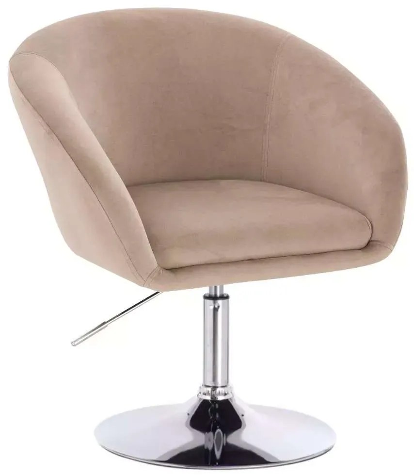 LuxuryForm DESIGN Stolička VENICE VELUR na striebornom tanieri - latte