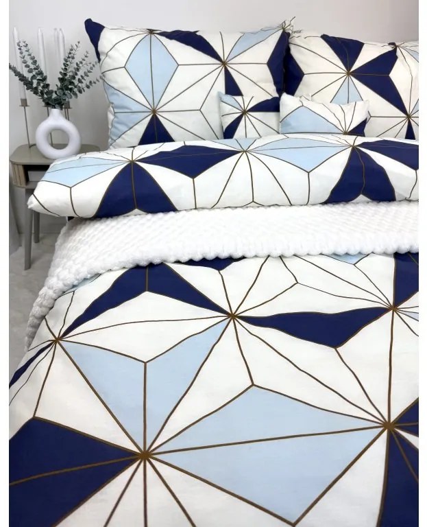 Obliečky Blue Vision 140x200 / 70x90 – moderný geometrický vzor, 100 % bavlna