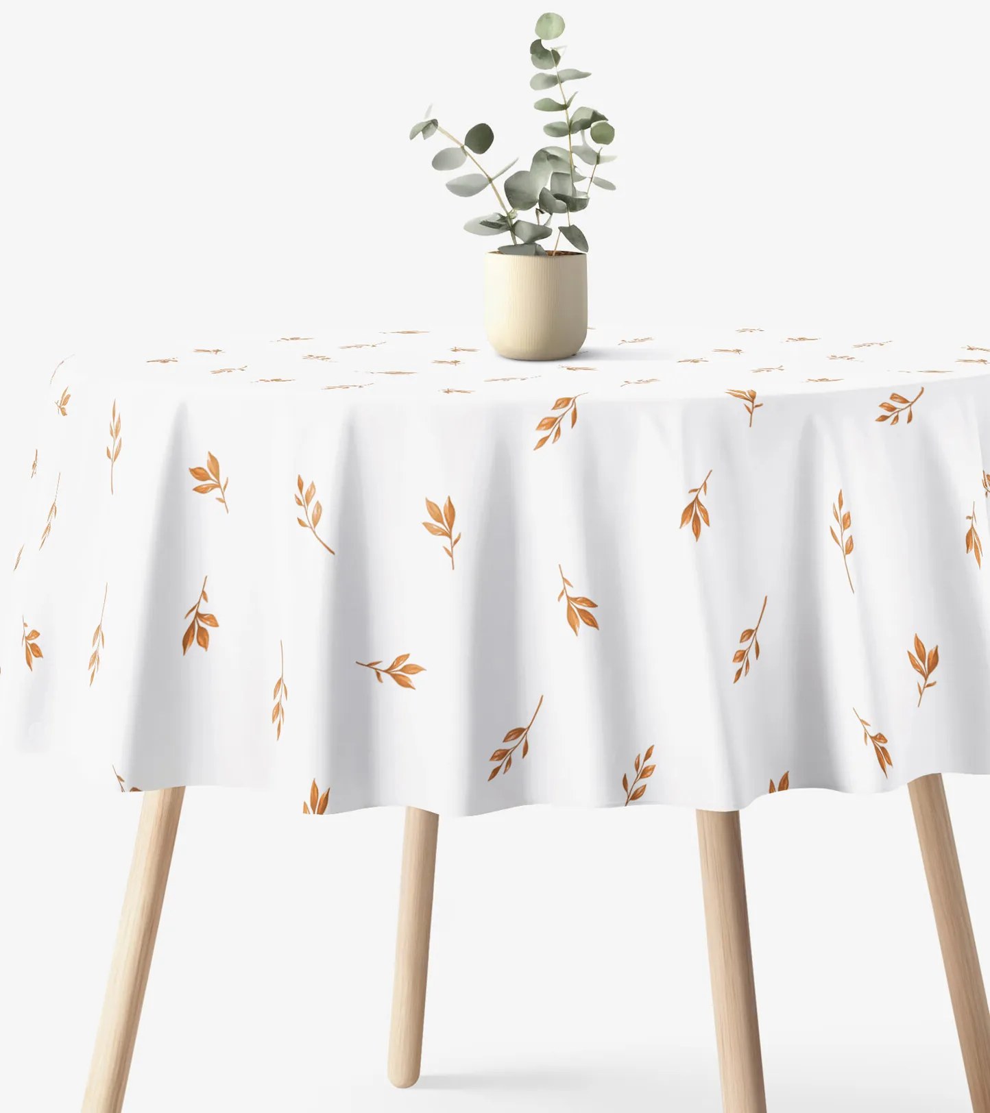 Goldea okrúhly obrus 100% bavlnené plátno - hnedé jesenné lístky Ø 110 cm