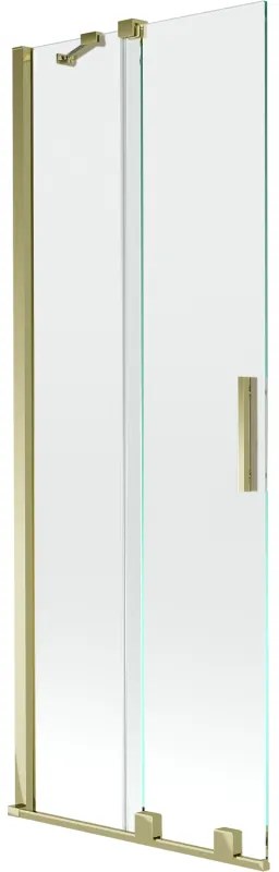 Mexen Velar, 2-krídlová posuvná vaňová zástena 70 x 150 cm, 8mm číre sklo, zlatý lesklý profil, 896-070-000-01-50