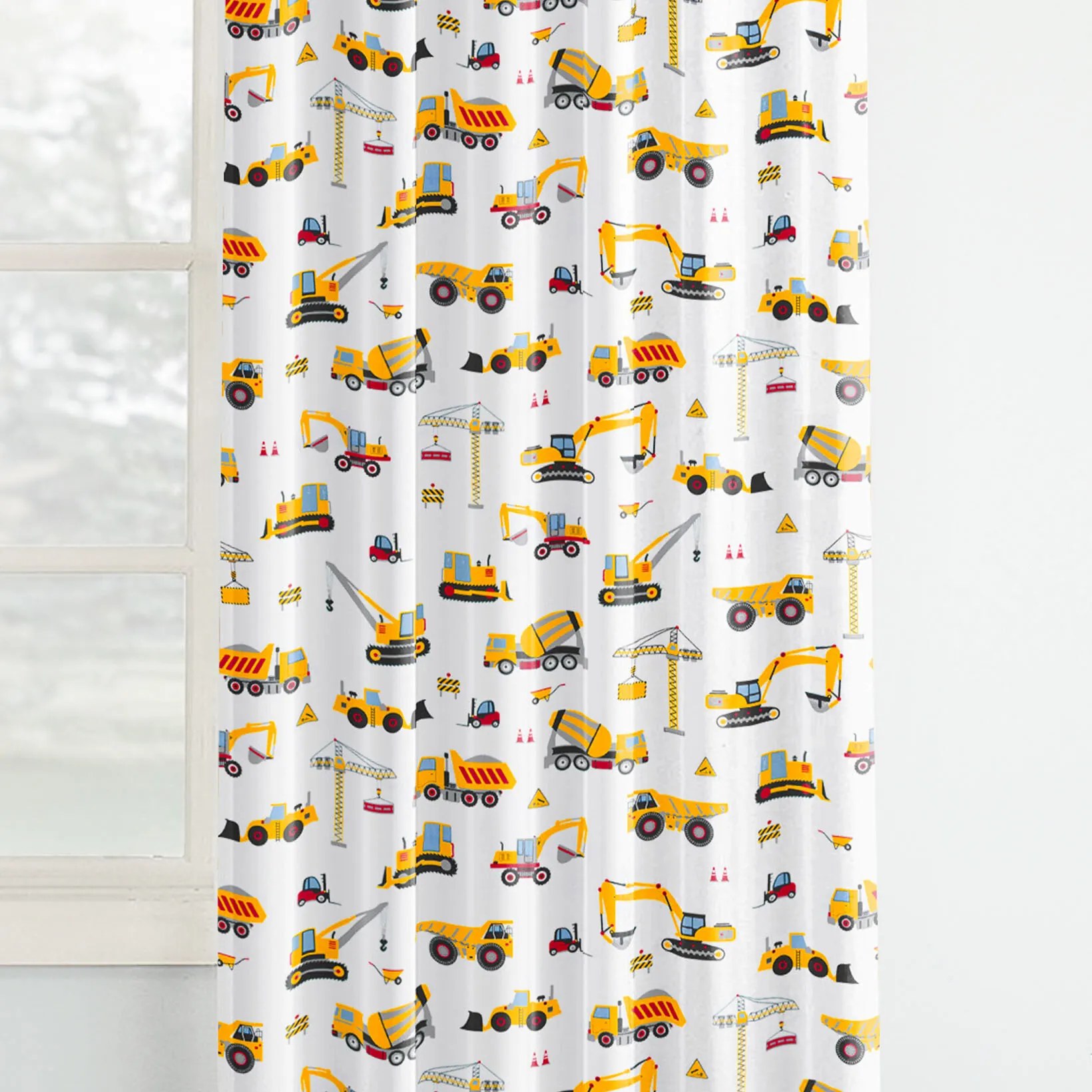 Goldea detský bavlnený záves - nákladné autá a bagre 140x150 cm