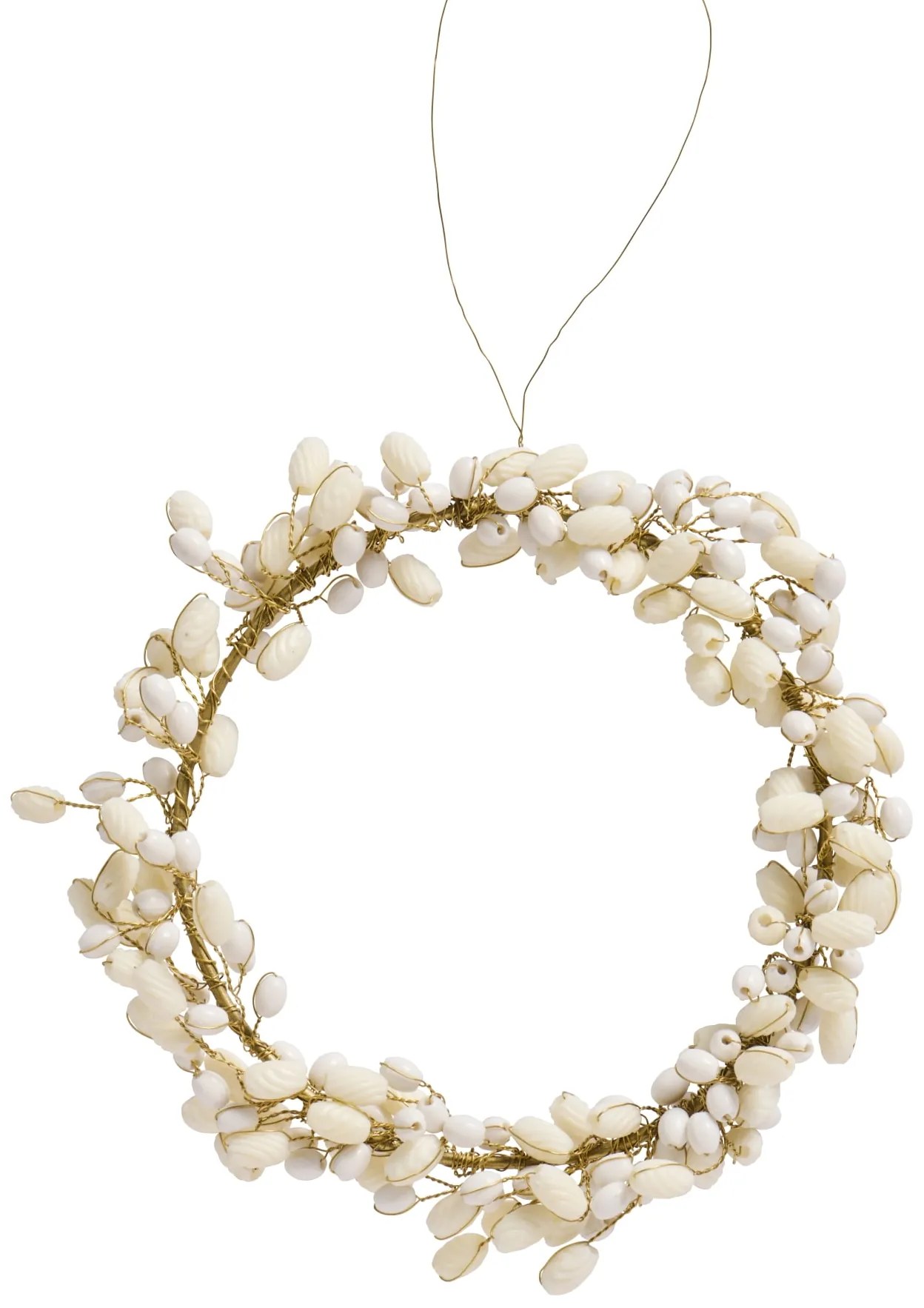 Ib Laursen Dekoratívny korálkový venček White Beads Ø 8 cm