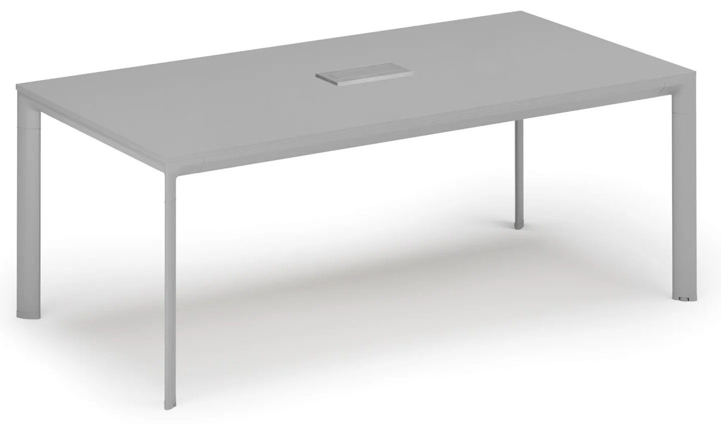 Rokovací stôl PRIMO INVITATION, 200x100 cm, sivá + stolná zásuvka TYP III, strieborná
