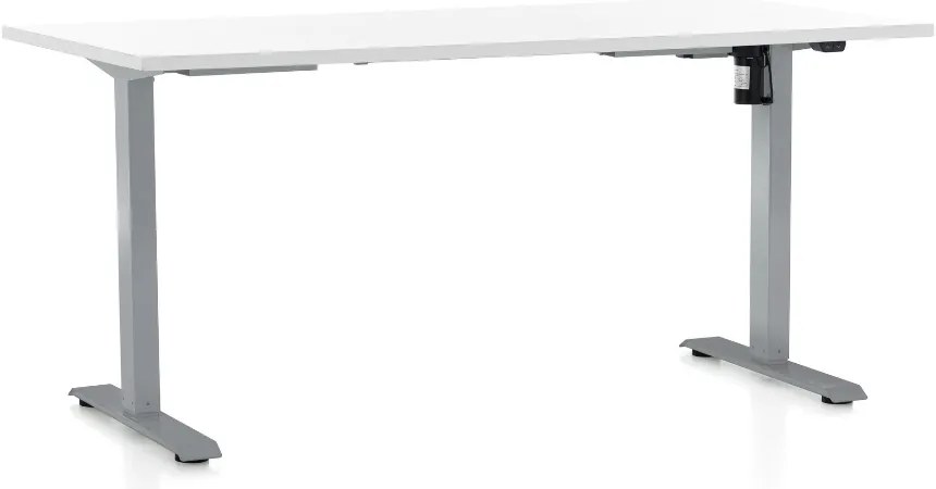 Výškovo nastaviteľný stôl OfficeTech A, 160 x 80 cm, sivá podnož, biela
