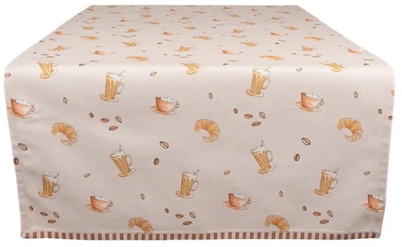 Béžový bavlnený behúň na stôl Your Favorite Breakfast - 50*140 cm