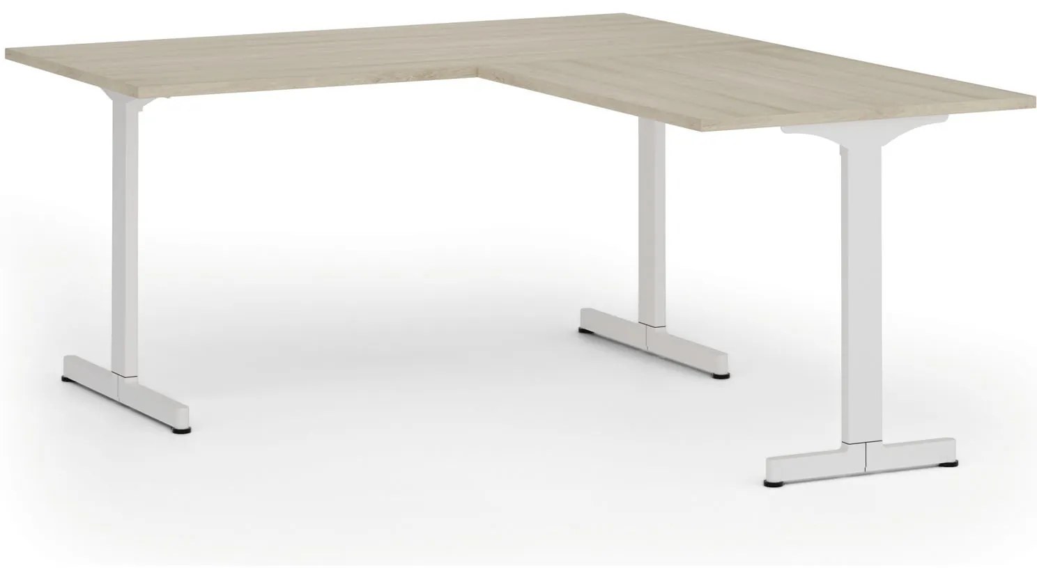 Kancelársky stôl PRIMO BETA L, 160x180 cm, biela podnož, dub prírodný