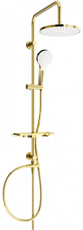 Mexen sprchový set T05 s hornou hlavicou 22,5cm, zlatá/biela, 798050593-50