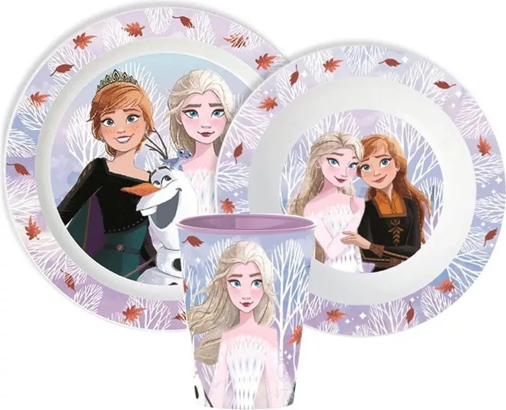 Sada plastového riadu Ľadové kráľovstvo s pohárikom | BPA free | 3-dielna súprava