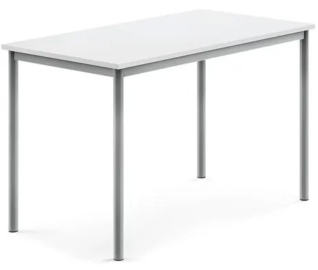 Stôl SONITUS, 1200x700x760 mm, HPL - biela, strieborná