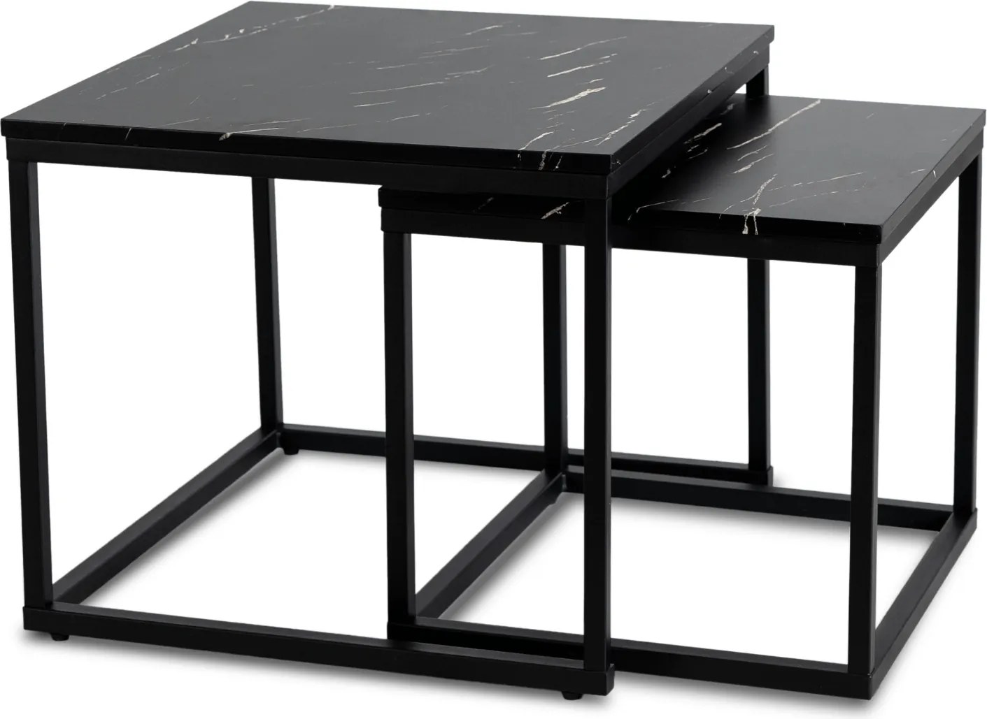 PROXIMA.store - Loftový set konferenčných stolíkov TEVET FARBA: čierny mramor, FARBA NÔH: čierna