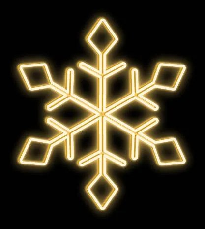 LED svetelná snehová vločka I, závesná 3D tlač, priemer 100 cm, teplá biela, zlatý plast