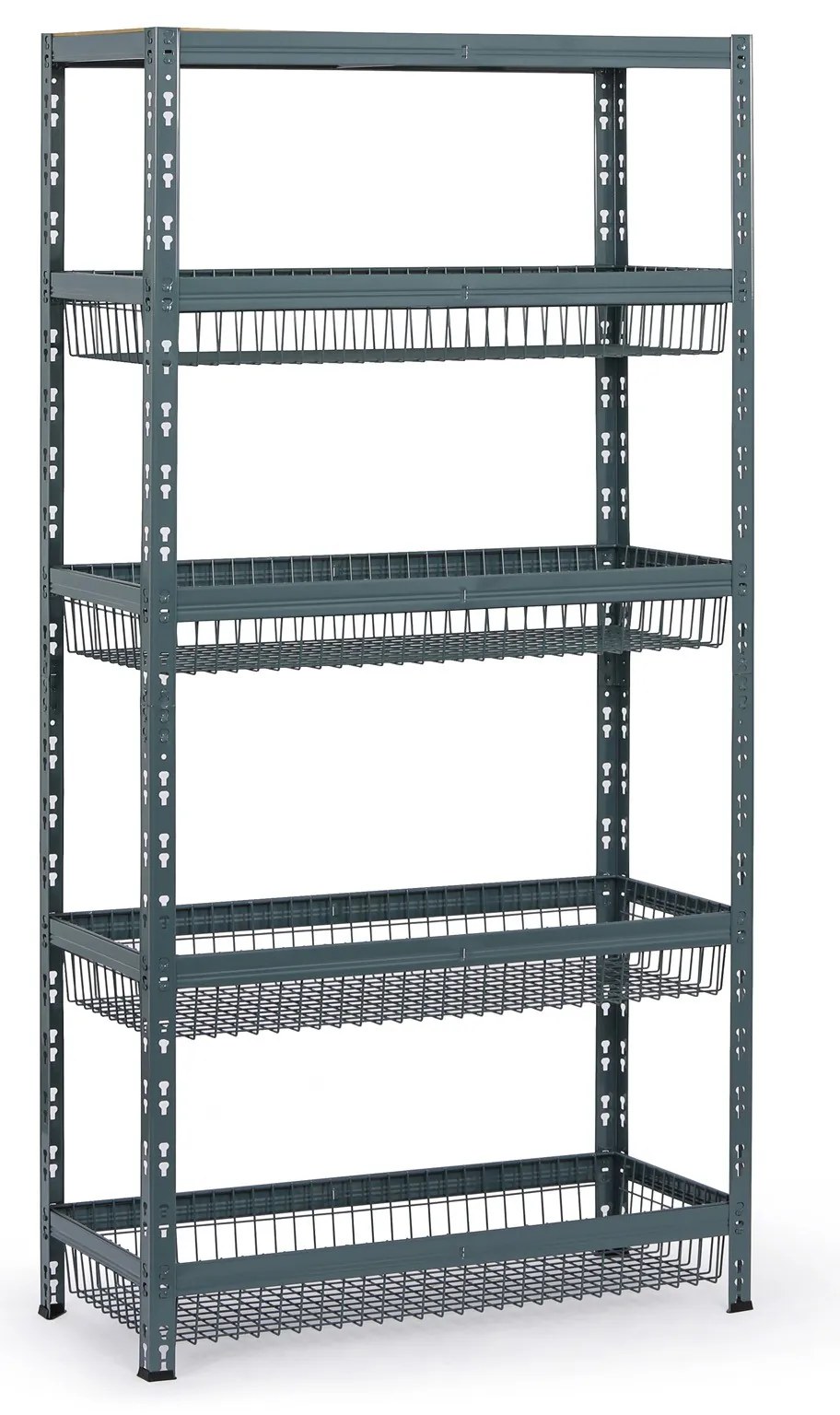 Policový regál s košmi, 1790 x 900 x 400 mm, nosnosť 175 kg, 1 polica + 4 koše