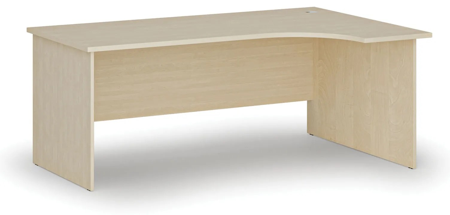 Rohový kancelársky písací stôl PRIMO WOOD, 180x120 cm, pravý, breza