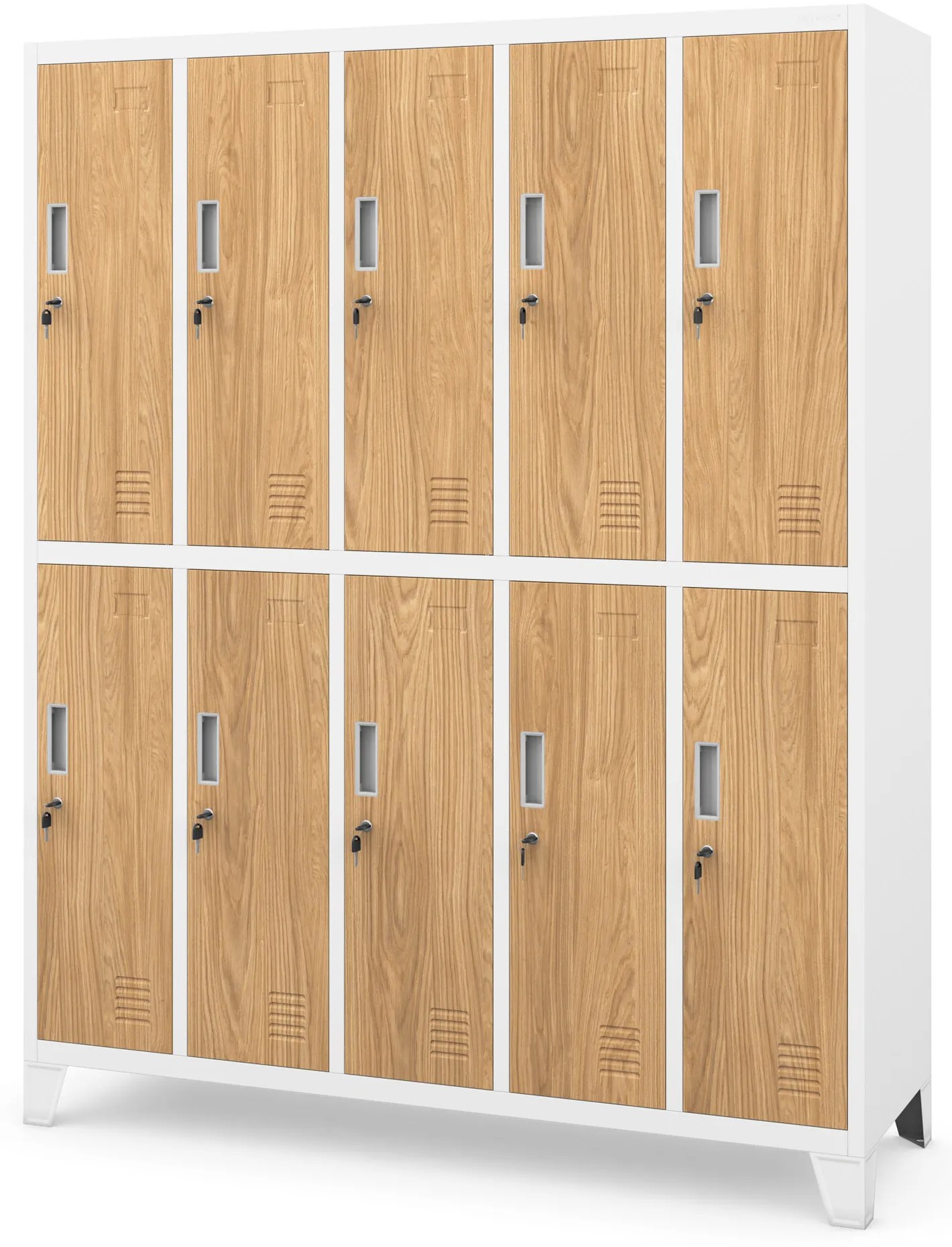 BHP šatní skrinka biela/zlatý dub: Eco Design 10-dverová BARTEK