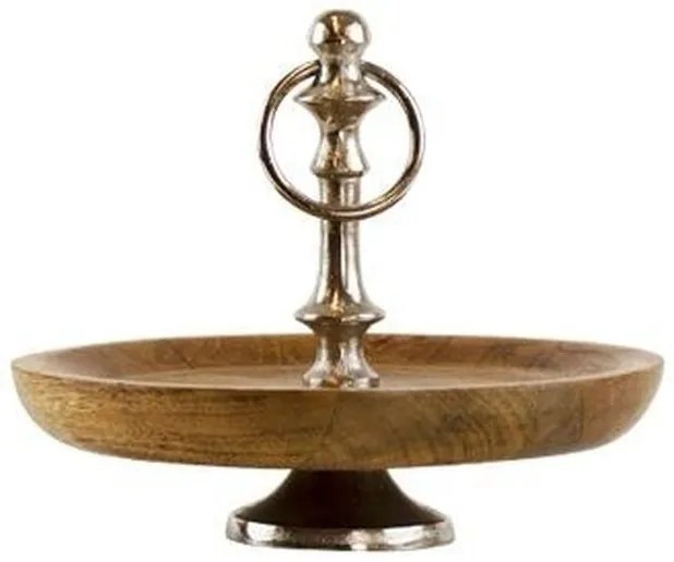 Dreveno-kovový servírovací 1- poschodový etažér Woodd - Ø 21 * 17cm