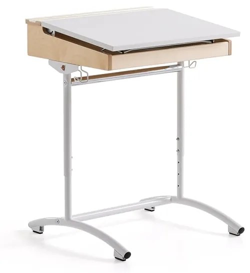 Školská lavica ACCESS, 650x550 mm, výškovo nastaviteľná, HPL, biela/biela