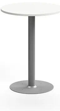 Barový stôl ALVA, Ø700x900 mm, s kotvením do zeme, HPL, strieborná/biela