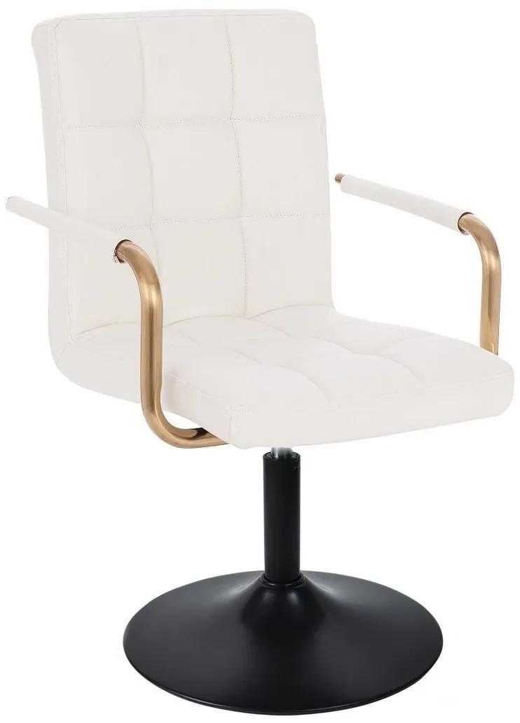 LuxuryForm DESIGN Stolička VERONA GOLD na čiernom tanieri - biela