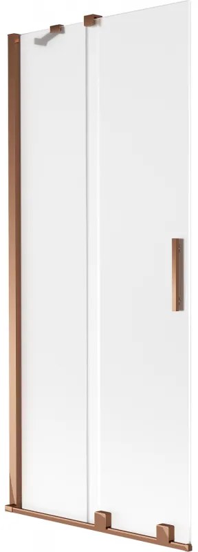 Mexen Velar, 2-krídlová posuvná vaňová zástena 80 x 150 cm, 8mm sklo námraza, ružové zlato, 896-080-000-31-60