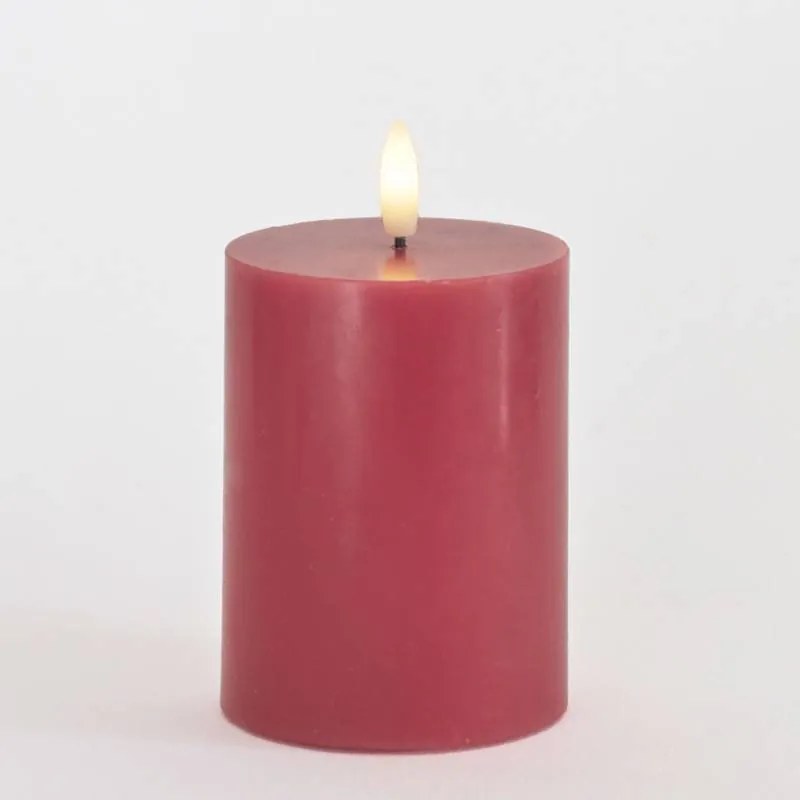 SIRIUS LED vosková sviečka Sille, ružová slivka, 7,5 x 10 cm