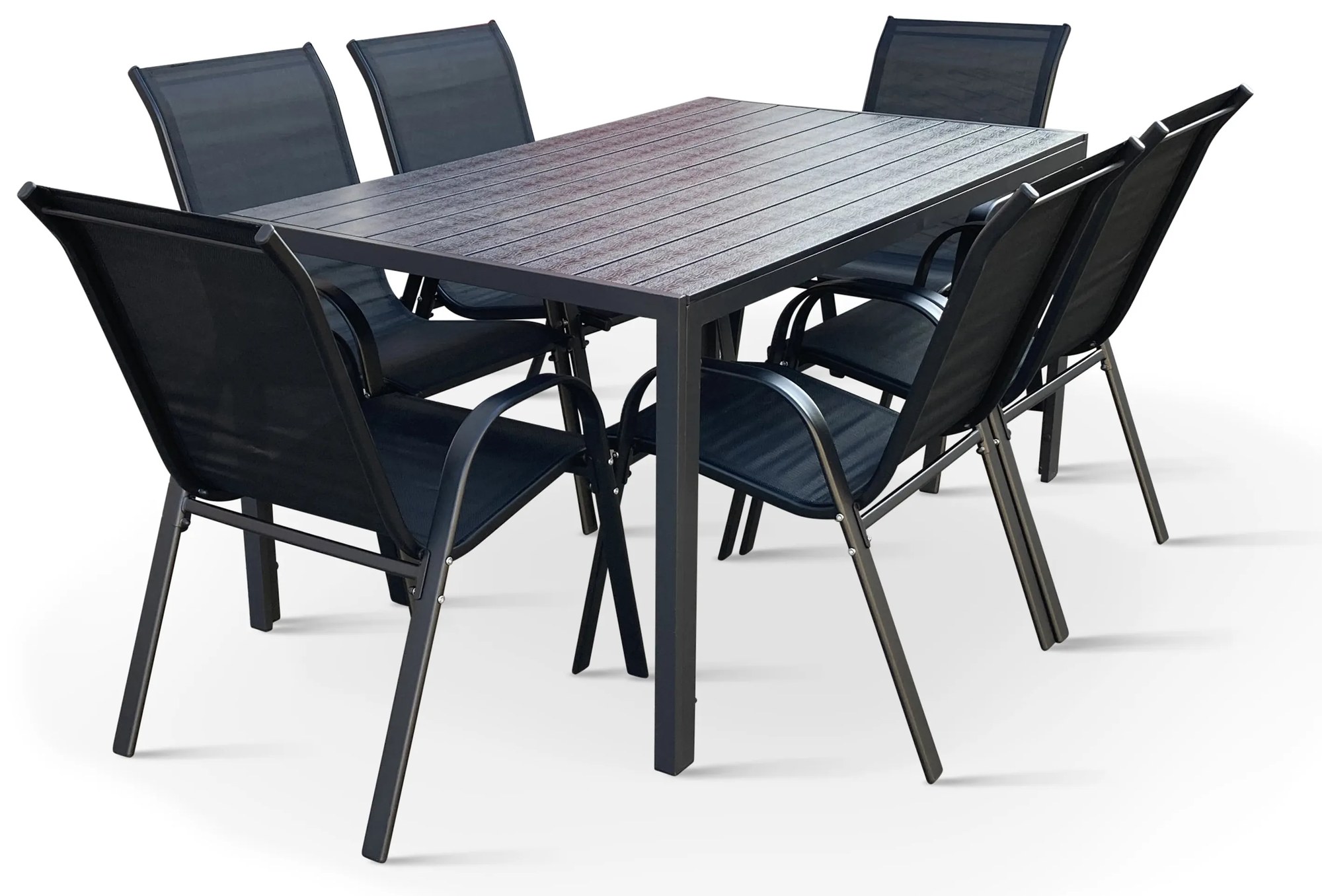 Záhradný jedálenský set Viking L + 6x kovová stolička Ramada