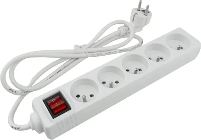 ECOLIGHT Predlžovací kábel 1,5m - 5 zásuviek - biely